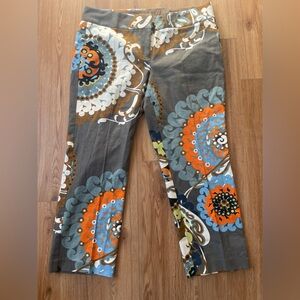 J. Crew multicolor paisley patterned capri pants, size 12